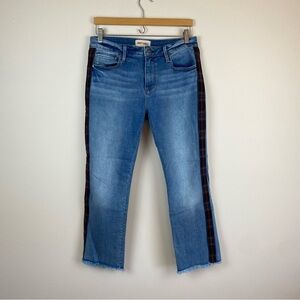 Driftwood Colette Straight Crop with Fray Hem and Red Plaid Tuxedo Stripe